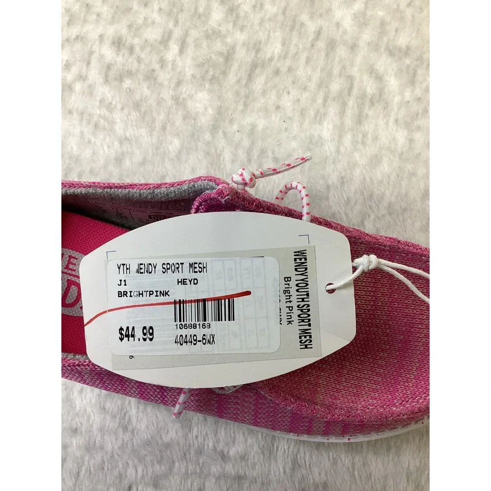 Hey Dude Wendy Youth Sport Mesh Bright Pink Slip On Shoes 40449-6WX Size J1